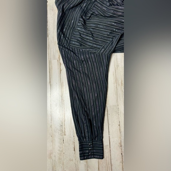 Wrangler Western Fashion Shirt Mens 2XL Black w/Metallic Stripes Pearl Snap - Picture 8 of 13